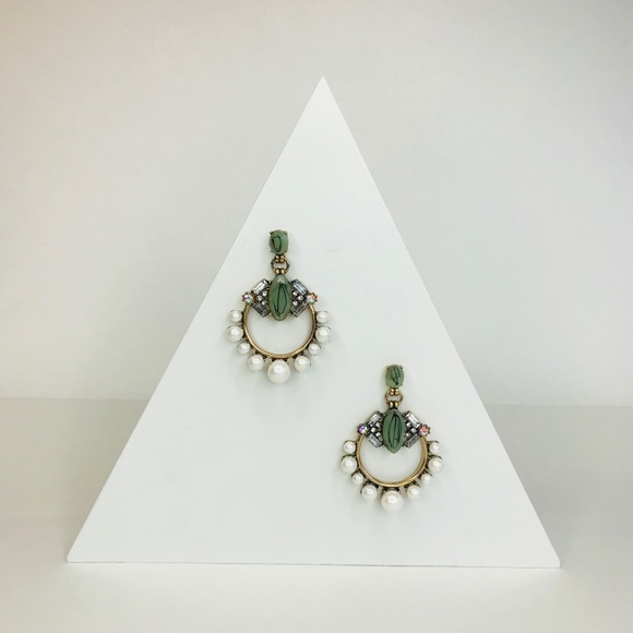 Pearl Crystal Statement Earrings - Picture 3 of 6